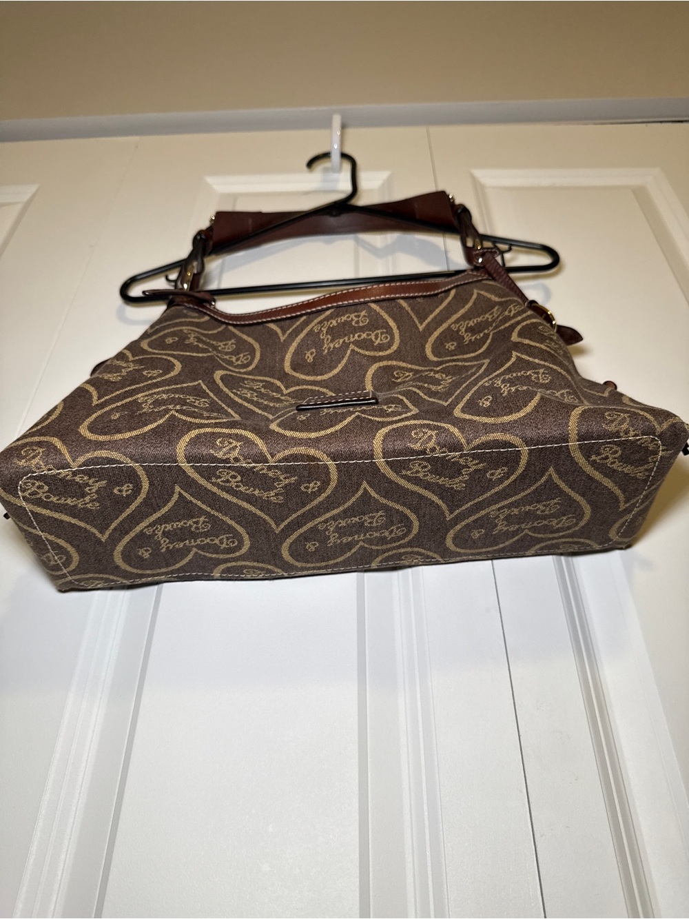 Dooney & Bourke Brown Heart-Print Canvas Shoulder Bag - Picture 7 of 8